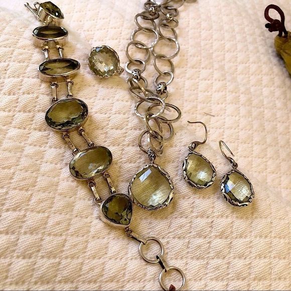 LOIS HILL Green Amethyst Necklace&Earrings ARTISAN Green Amethyst Ring&Bracelet - Picture 16 of 16